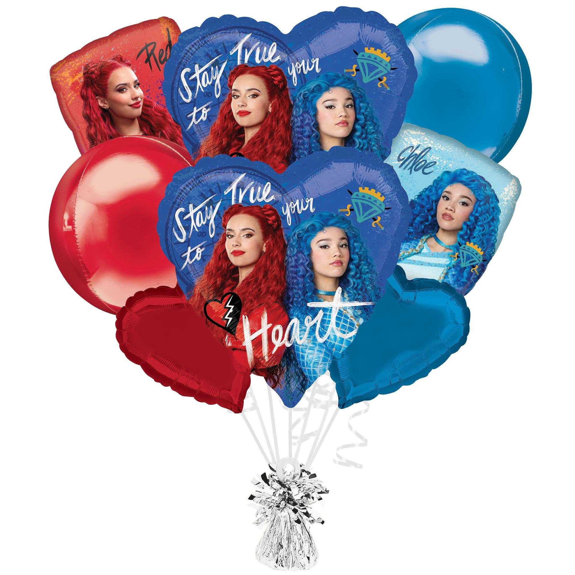 Red & Chloe Foil Balloon Bouquet with Balloon Weight - Descendants 4: The Rise of Red